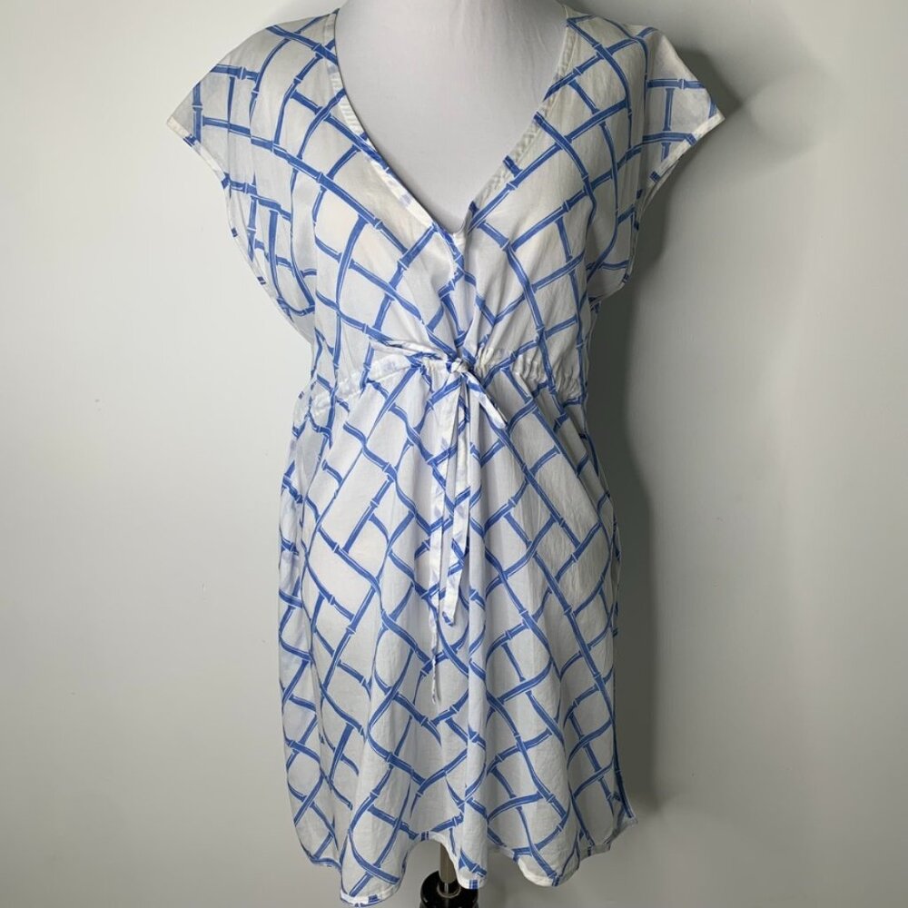 The Beaufort Bonnet Company Women's White Blue Swim Coverup Dress Size XS / S